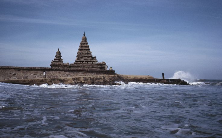 Mahabalipuram Temple locates at the cliff of a beach