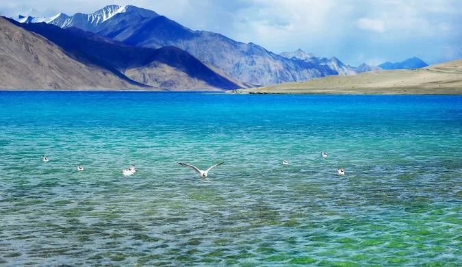 Pangong lake which extends from India to China